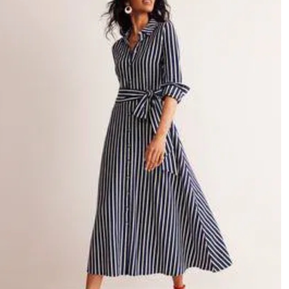 NWT Boden Marcia Jersey Dress in Navy & Ivory Stripes Size 12L